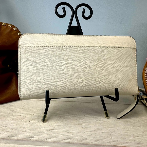 Kate Spade New York Cream Saffiano Leather Zip-Around Wallet - Picture 2 of 9
